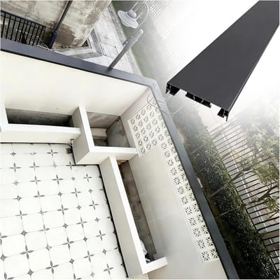 Afdekplaat Muur - Terrasrand Afwerking - Buiten Ruimte - Met LED Groef - 4.2 ft Lengte - Zwart