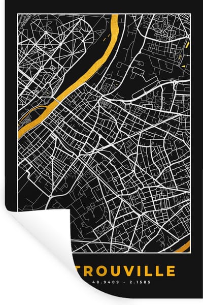 Muurstickers - Sticker Folie - Plattegrond - Sartrouville - Stadskaart - Frankrijk - Kaart - 20x30 cm - Plakfolie - Muurstickers Kinderkamer - Zelfklevend Behang - Zelfklevend behangpapier - Stickerfolie