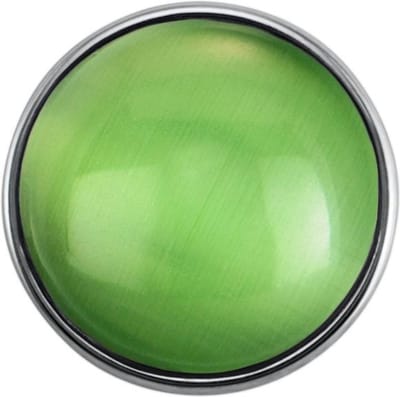 Quiges - Dames Click Button Drukknoop 18mm Cat Eye Glas Lente Groen - EBCM141