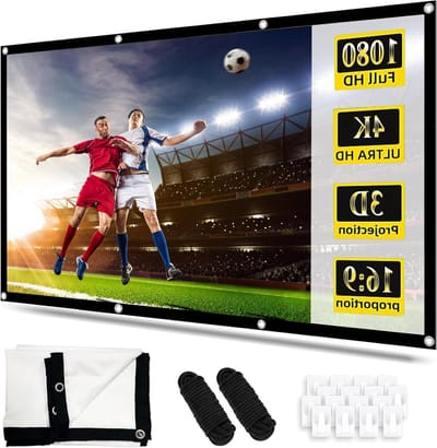 Grote 100 Inch Vouwbare Projectiescherm voor Full HD en 4K - Dubbelzijdig, Antikreuk en Geschikt voor Thuisbioscoop en Buitenbioscoop met Haken en Touwen