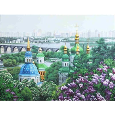Volledige boor DIY 5D Diamond Castle landschap schilderij Home Decor Cross Stitch borduurwerk foto 20X30CM gray