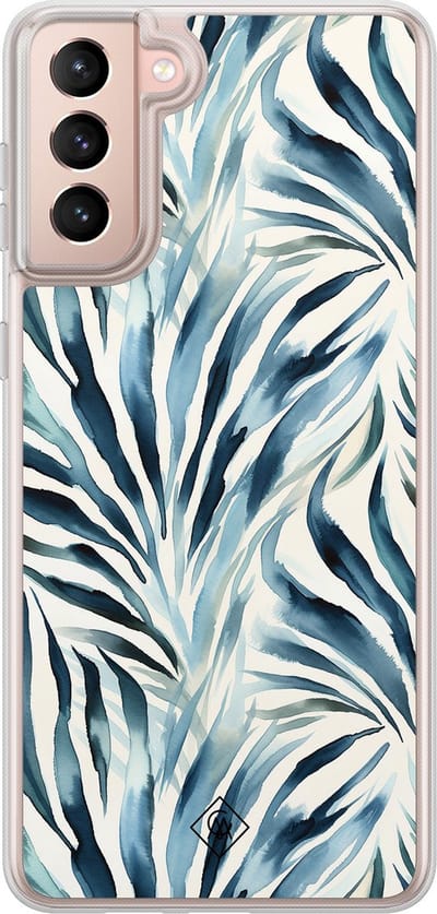Casimoda® hoesje - Geschikt voor Samsung Galaxy S21 Plus - Japandi Waves - 2-in-1 case - Schokbestendig - Water - Verhoogde randen - Blauw, Transparant