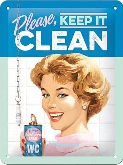Please Keep it Clean Metalen wandbord in reliëf 15x20 c