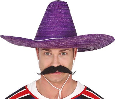 Fiesta Guirca Mexicaanse Sombrero - hoed voor heren - carnaval/verkleed accessoires - paars