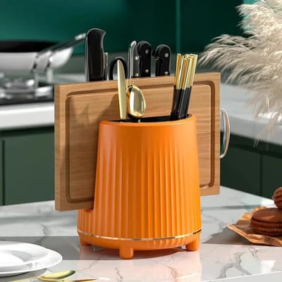 1 Pièce Porte-couteaux rotatif Porte-ustensiles Rangement pour couverts Cuillère Baguettes Fourchette Organisateur Rangement de cuisine multifonctionnel