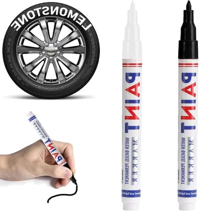 2 Verfmarkers 3 mm, permanente stiften in zwart en wit, waterproof voor steen, glas en hout