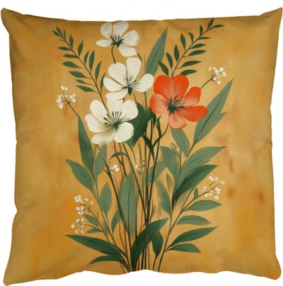 Sierkussens - Kussentjes Woonkamer - 50x50 cm - Bladeren - Boeket - Bloemen - Geel
