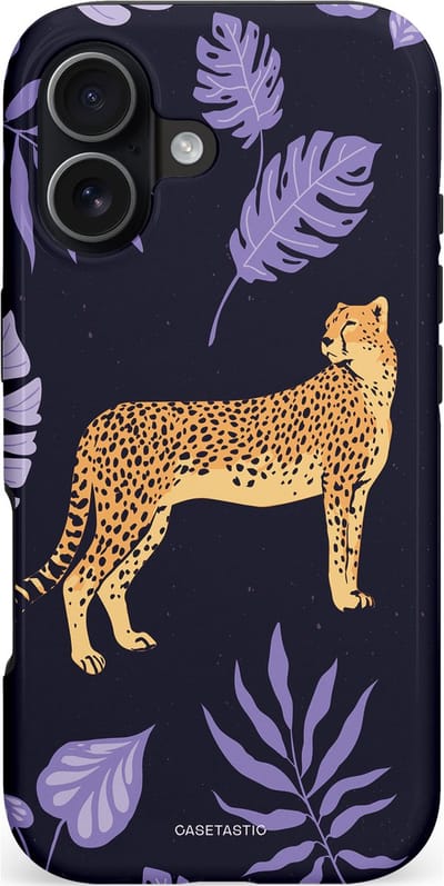 Casetastic hoesje geschikt voor Apple iPhone 17 - MagSafe - Dubbellaagse bescherming - Cheetah snelheid - Fashion Case - Donkerblauw Lavendel