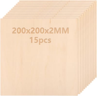LDHHYH Pack of 15 Plywood Sheets, 200 x 200 x 2 mm, Lime Plywood, Balsa Wood Panels, Plywood, Lime Wood, Craft Wood Panels, Wooden Panels for Crafts for Painting, DIY Model,