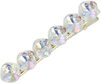 Haarsoires Haarspeld Duckklem 6cm – Facet Stenen – Zilver Parelmoer - Sterke Haarclip voor Styling & Dagelijks Gebruik - Hair Clip - Decoratieve Haaraccessoire