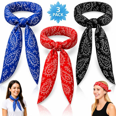 Twenty4seven® Koelsjaal Set 3 Stuks - Voor Dames & Heren - Koelhanddoek Verkoelend voor Sport & Zomer - Koeltesjaaltje - Zwart, Rood & Blauw