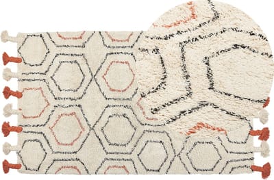 HAJIPUR - Laagpolig vloerkleed - Beige - 80 x 150 cm - Katoen
