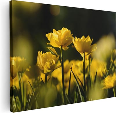 Artaza Canvas Schilderij Tulpen - 40x30 cm - Klein - Wanddecoratie Bloemen - Muurdecoratie Voorjaar - Kamer Accessoires