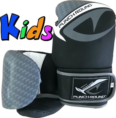 Punch Round No-Fear Bokshandschoenen Kids Zwart Grijs