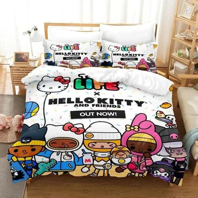 Cartoon Toca Life World Beddengoed Set Jongens Meisjes Eenpersoons Tweepersoons Maat Bouw een Verhaal Dekbedovertrek Kussensloop Bed Kinderen Volwassene Thuis EU Single 135x200cm