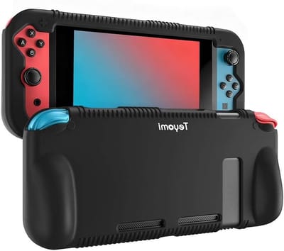 Beschermende silicone hoes voor Nintendo Switch met 2 opbergcompartimenten voor gamecards, schokabsorberend en krasbestendig (Zwart)