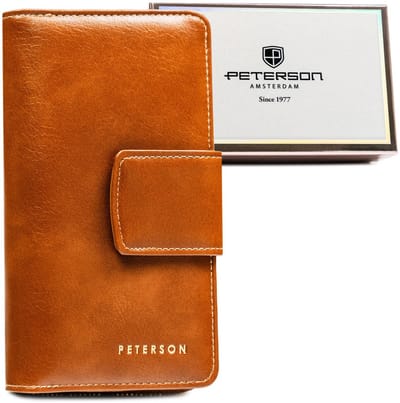 Peterson Portefeuilleserie - Bruine Verticale Damesportefeuille - Kunstleer - Zipper en Sluiting