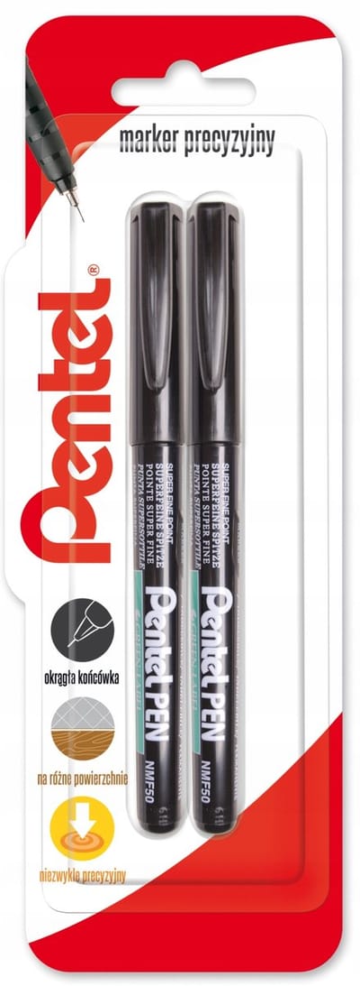 Pentel Precisie Marker NMF50 Zwart - 2 Stuks