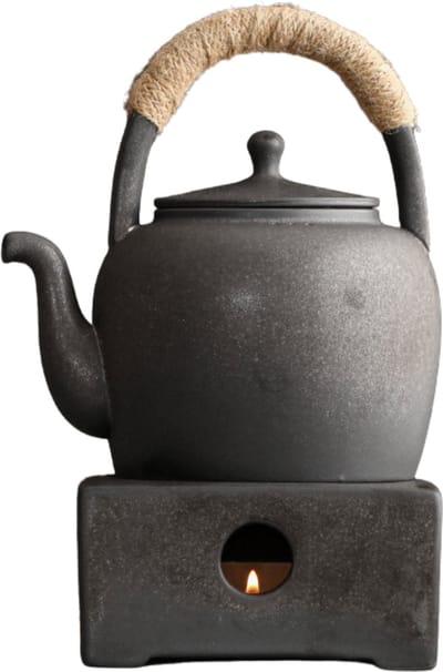 House of Husk® Keramieke Theepot met Theelicht Houder - Waxinelichthouder- Warmhouder - Zwart