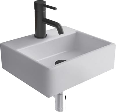 Kleine Vierkante Wastafel 33 cm - Moderne Wandwastafel Keramiek voor Gasten, WC en Badkamer