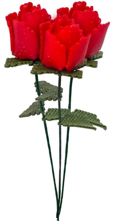 Beads Bouquet- DIY - Create Your Own Flowers - Strijkkralen - 3 rode rozen - Cadeautip