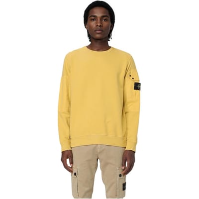 Stone Island Klassiek Logo Ronde Hals Lange Mouwen Dunne Fleece Trui Unisex trui Geel 811563920-V0033 L yellow