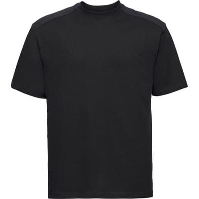 Russell Europa Heren Werkkleding Korte Mouwen Katoenen T-Shirt (Zwart)