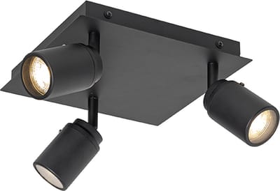 QAZQA ducha - Moderne Plafondspot | Spotje | Opbouwspot voor badkamer - 3 lichts - L 23 cm - Zwart -