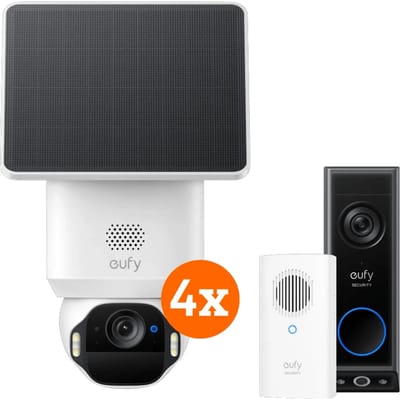 Eufy SoloCam E42 4-Pack + Video Doorbell E340 + Chime