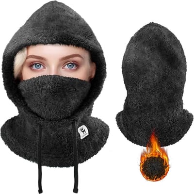 Qunature Winter Nekwarmer - Fleece Dik Winddicht Warm Houden - Skitube Sjaal - Snowboarden - Schaatsen - Zwart - Maat M