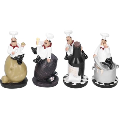 Model Chef Standbeeld Figuurtjes Set Keukendecor met Aardappelen Hars Ornamenten Verzamelbaar Cadeau black
