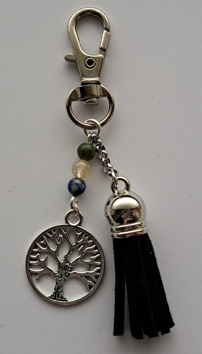 Sleutelhanger Levensboom "Succes & welvaart" zilverkleurig