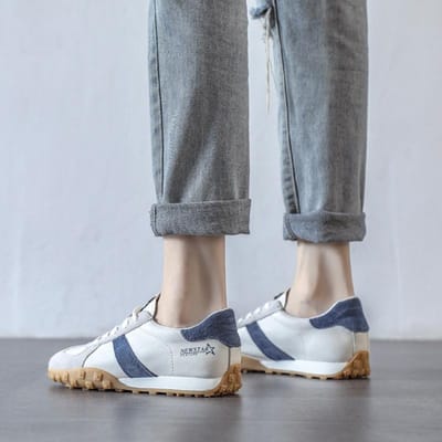 Zacht Leer Kleine Witte Schoenen Dames Zachte Zool Zacht Bovenwerk Dames Schoenen Nieuwe Forrest Gump Schoenen Casual Sportschoenen 40 blauw
