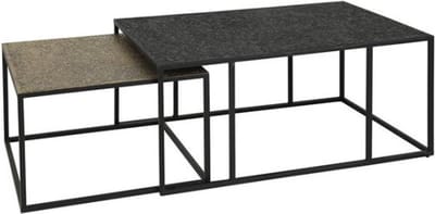 Salontafel Burlington set van 2 rechthoek Metallic - zwart/brass