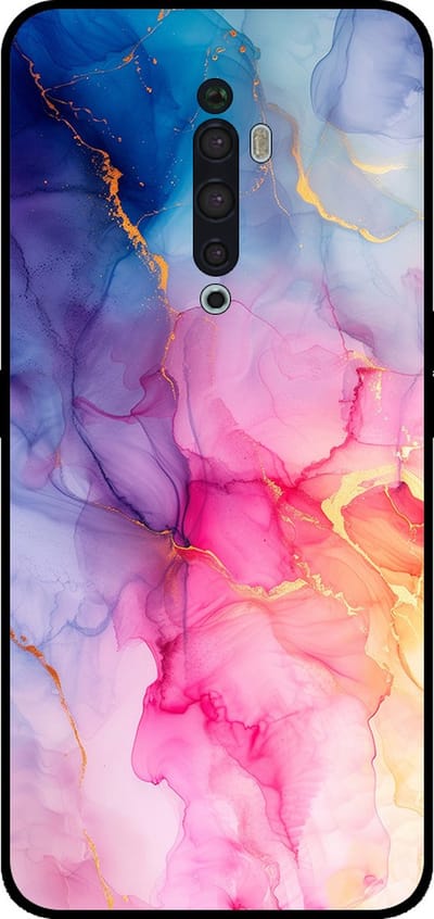 Smartphonica Telefoonhoesje Geschikt voor Oppo Reno2 Z met marmer opdruk - TPU backcover case marble design - Regenboog geschikt voor Oppo Reno2 Z