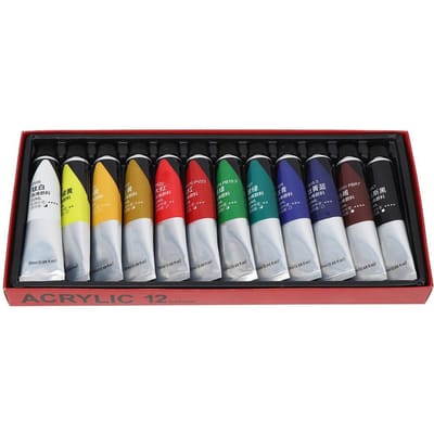 12 Kleuren Acrylverf Set Handgeschilderde Muurschildering Pigment Verfbuisje Kunst Tekenbenodigdheden black