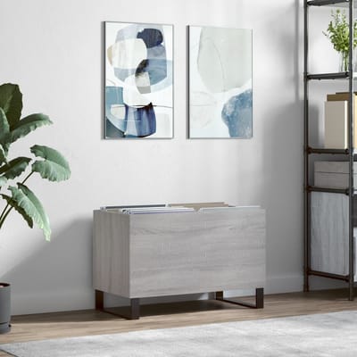vidaXL - Platenkast - 74,5x38x48 - cm - bewerkt - hout - grijs - sonoma - eikenkleurig