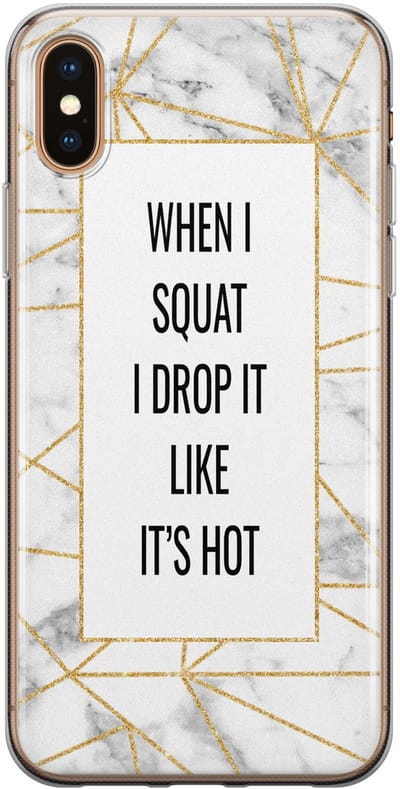 Leuke Telefoonhoesjes - Hoesje geschikt voor iPhone Xs Max - Fitness quote squats - Soft case - TPU - Tekst - Grijs