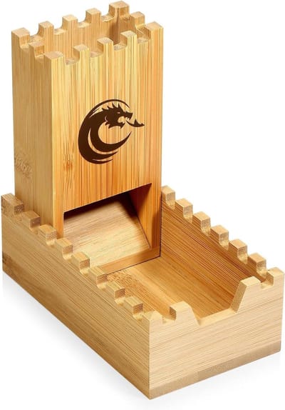 DNDND Bamboe dobbelstenen toren, opvouwbare dobbelstenen toren DND dobbelstenen rollende toren voor kerkers en draken D & D tafelblad spel en RPG games (schedel)