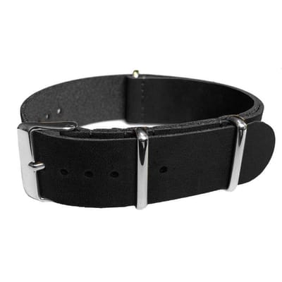 NATO Horlogeband Vintage Leer Zwart 18mm