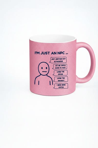 I’m Just an NPC Gamer Mok 330ml – Roze Keramische Koffiemok met Grappige Gaming Quote – Cadeau voor Gamers & Koffieliefhebbers