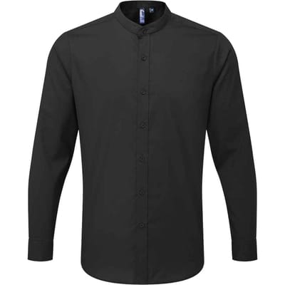 Premier Volwassenen Unisex opa's overhemd met lange mouwen (Zwart)