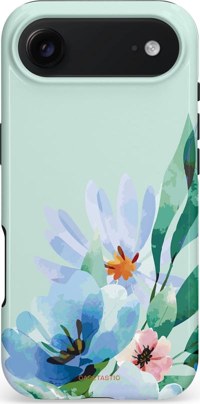 Casetastic hoesje geschikt voor Apple iPhone Air - MagSafe - Dubbellaagse bescherming - Lente schildering - Fashion Case - Lichtgrijs Lichtblauw Mintgroen