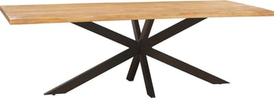 Sfeerwonen Enzo - Eettafel Rechthoek - 160 x 90 cm - Mangohout Naturel - Rechte Rand Afwerking - Stalen Matrix Poot