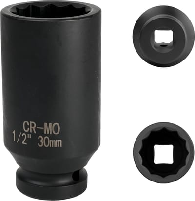 Impact cap 1/2 inch 30 mm van chroom-molybdeen staal, 12-zijdig, voor zware klussen en duurzaamheid