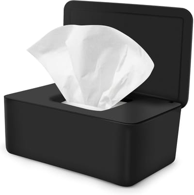 EXCITAT Tissue doos - Met deksel - Kunststof opbergdoos - Geschikt voor keuken, woonkamer, badkamer, slaapkamer, kantoor - Zwart