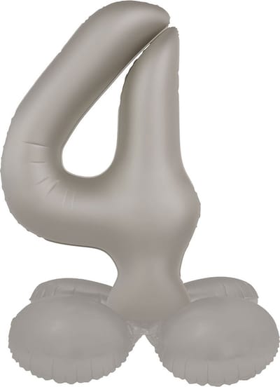 Folat - Staande folieballon Cijfer 4 Moonlight Silver - 41 cm