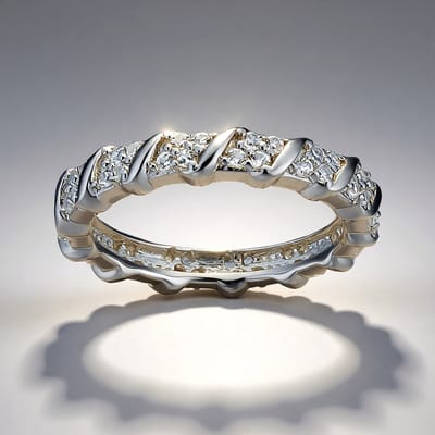 Cavill - 925 Sterling Zilver Damesring - 56 Cambodjaanse Zirkonia 0,666 ct - Elegante Spiraalvorm - Maat 16-19