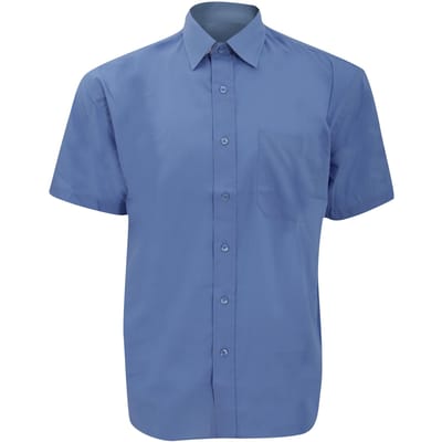 Russell Collectie Heren Korte Mouwen Poly-Katoen Easy Care Poplin Shirt (Bedrijfsblauw)
