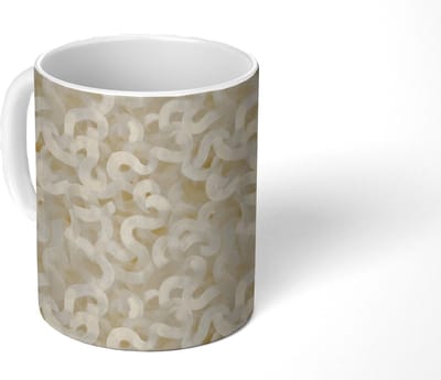 Mok - Koffiemok - Abstract - Lijnen - Beige - Mokken - 350 ML - Beker - Koffiemokken - Theemok